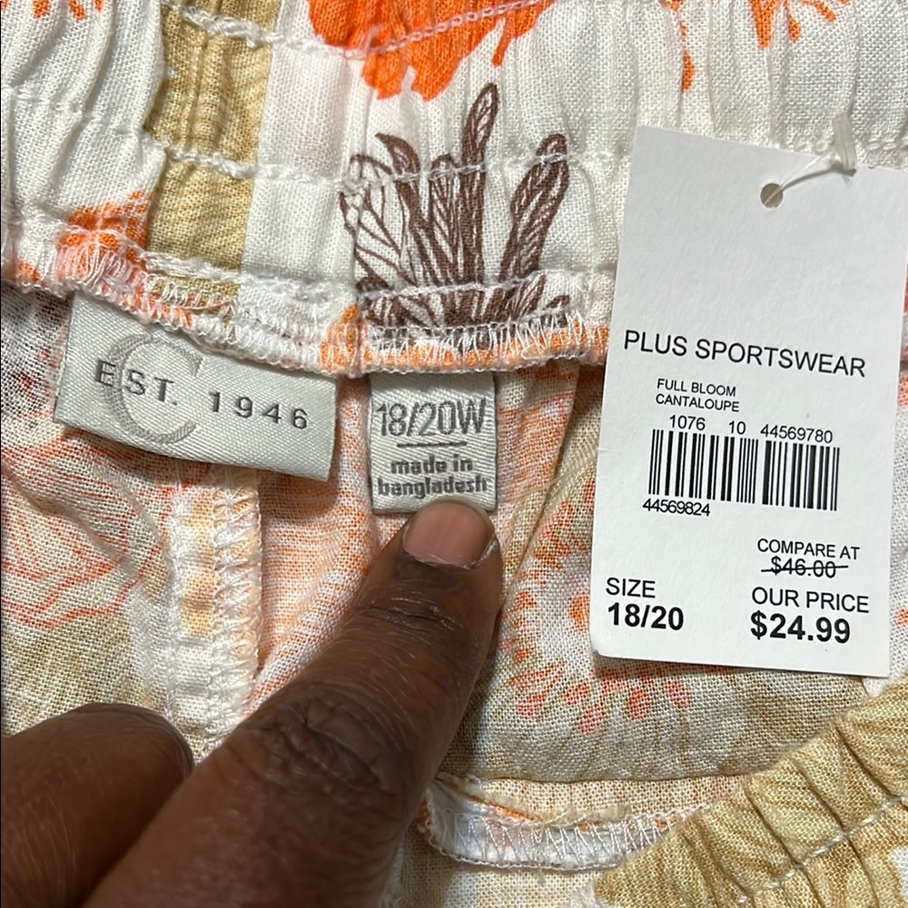 Cato Women's Straight Leg Pants - Orange and Brown Floral
